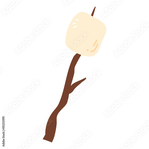 Marshmallow Stick Camp Vector Illustration