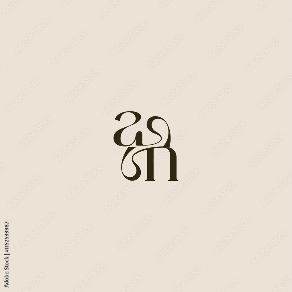 dynamic line monogram logo luxurious concept AN elegant wedding letter dynamic line monogram logo luxurious concept AN elegant wedding letter