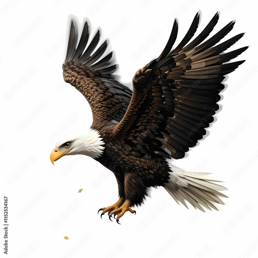 Bald american eagle isolated with white background Bald american eagle isolated with white background