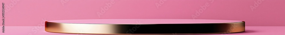 Fototapeta premium Elegant Round Platform with Gold Edge on Soft Pink Background for Product Display