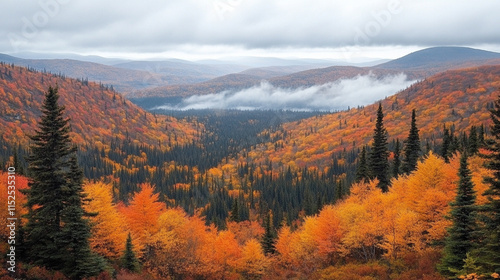 Vibrant fall leaves swirl in the air, showcasing rich reds, oranges, yellows, and browns symbolizing change, transformation, and the beauty of nature's cycle before winter's quiet arrival

