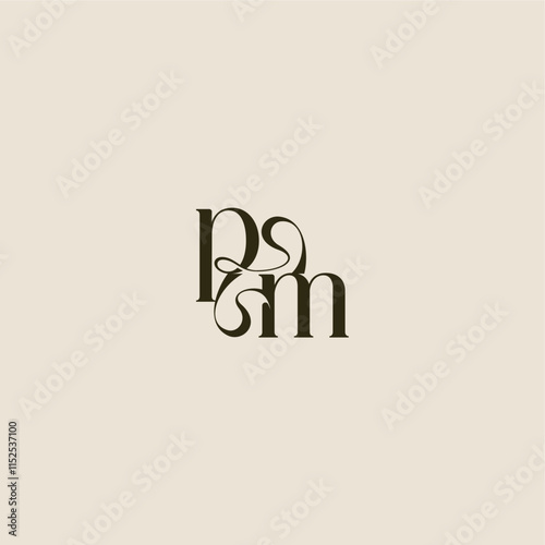 dynamic line monogram logo luxurious concept PM elegant wedding letter