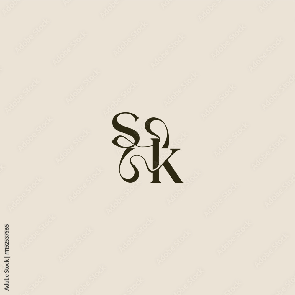 Fototapeta premium dynamic line monogram logo luxurious concept SK elegant wedding letter