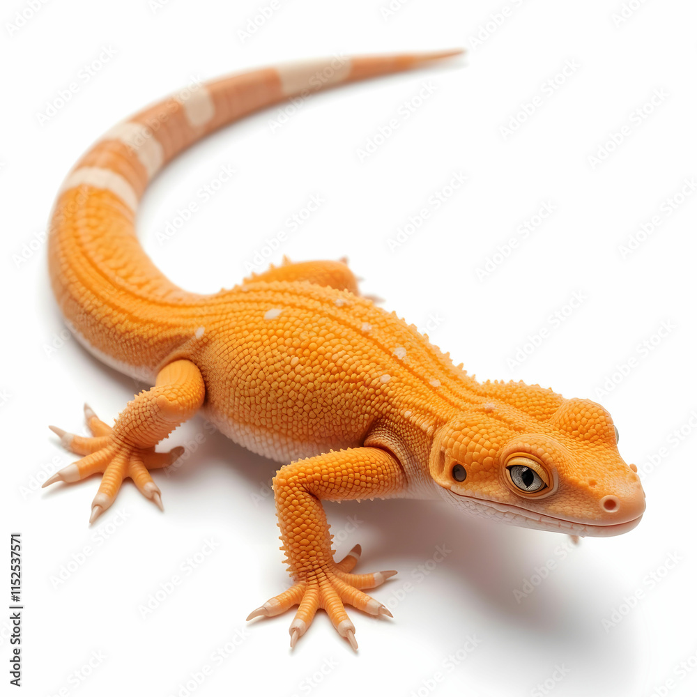 Naklejka premium Orange gecko lizard on white background