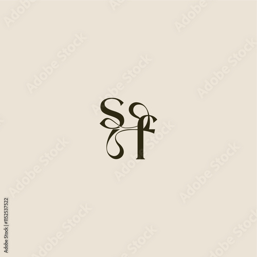 dynamic line monogram logo luxurious concept SF elegant wedding letter
