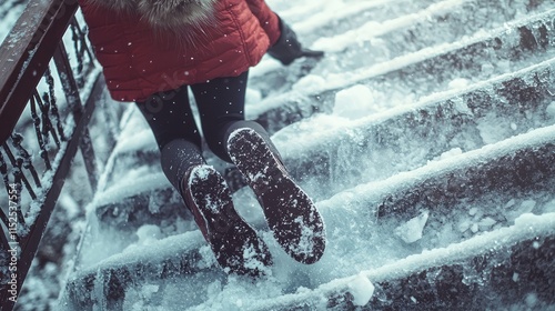 Winter Steps: A Snowy Ascent