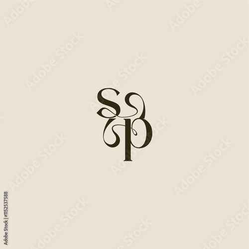 dynamic line monogram logo luxurious concept SP elegant wedding letter