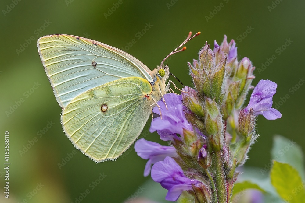 Butterfly on purple flower.