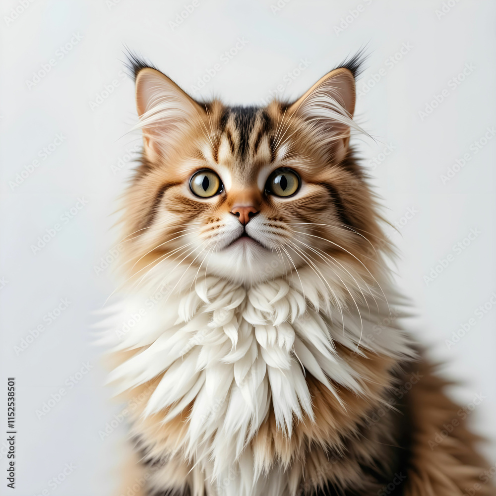Portrait of cute fluffy cat with white background Portrait of cute fluffy cat with white background