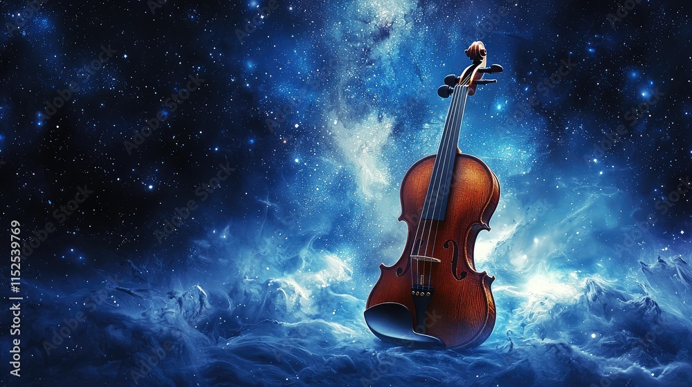 Fototapeta premium Cosmic Violin: A Celestial Symphony