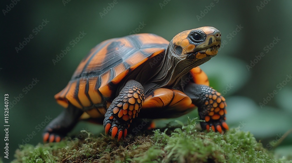 Adorable red-footed tortoise on moss. Adorable red-footed tortoise on moss.