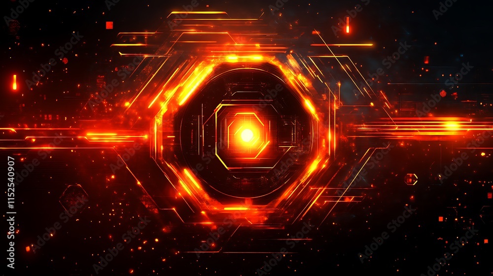 Fototapeta premium Abstract Glowing Hexagon Digital Technology Artwork