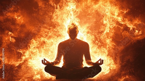 Inner Fire: A Meditation Amidst Blazing Inferno photo