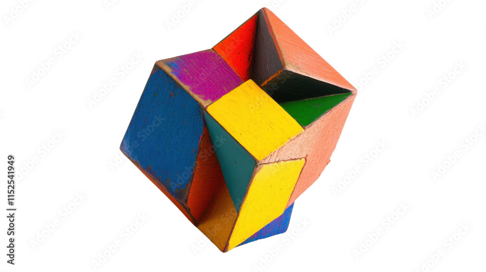 Abstract colorful geometric figure, transparent background