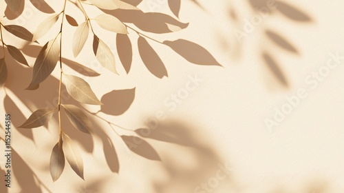 Wallpaper Mural Soft Shadows of Leaves Against a Light Beige Background in Natural Aesthetic Setting Torontodigital.ca
