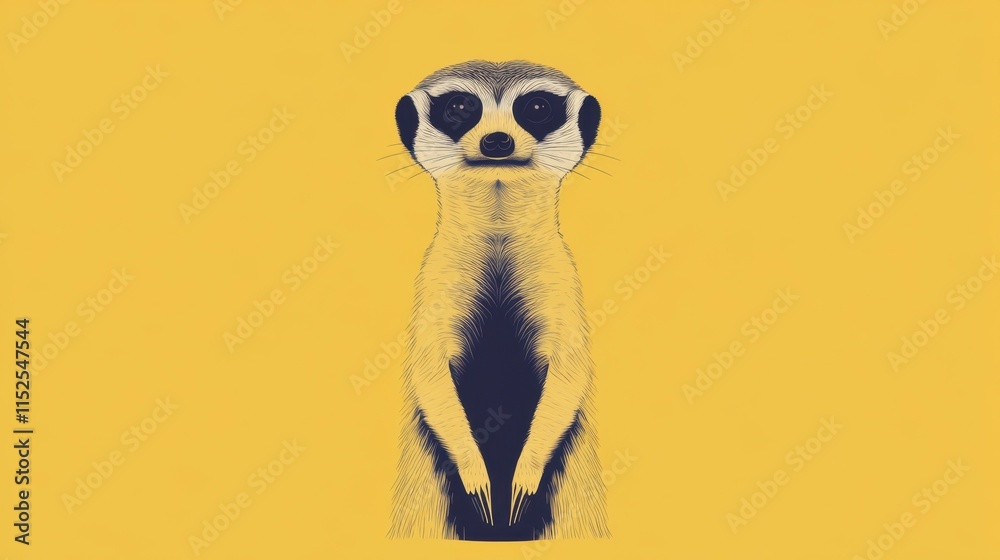 custom made wallpaper toronto digitalMinimalist Meerkat Portrait on Yellow Background