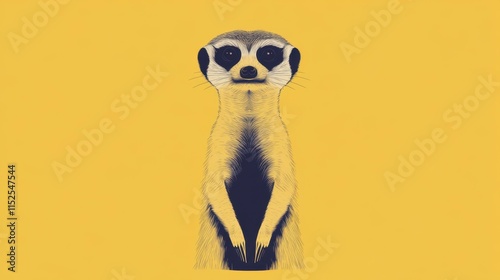 Wallpaper Mural Minimalist Meerkat Portrait on Yellow Background Torontodigital.ca