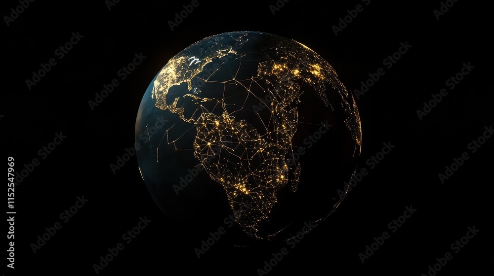 Bright Network of Cities Illuminating Africa at Night from Space