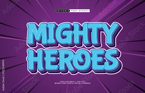 mighty heroes editable text effect with a kids and cartoon text style