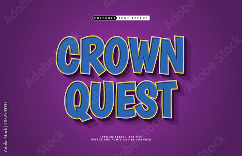 crown quest editable text effect with a hero and game text style