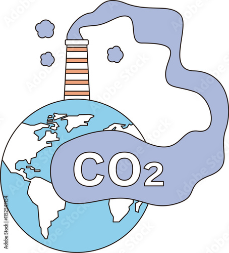 CO2と地球の温暖化イメージイラスト