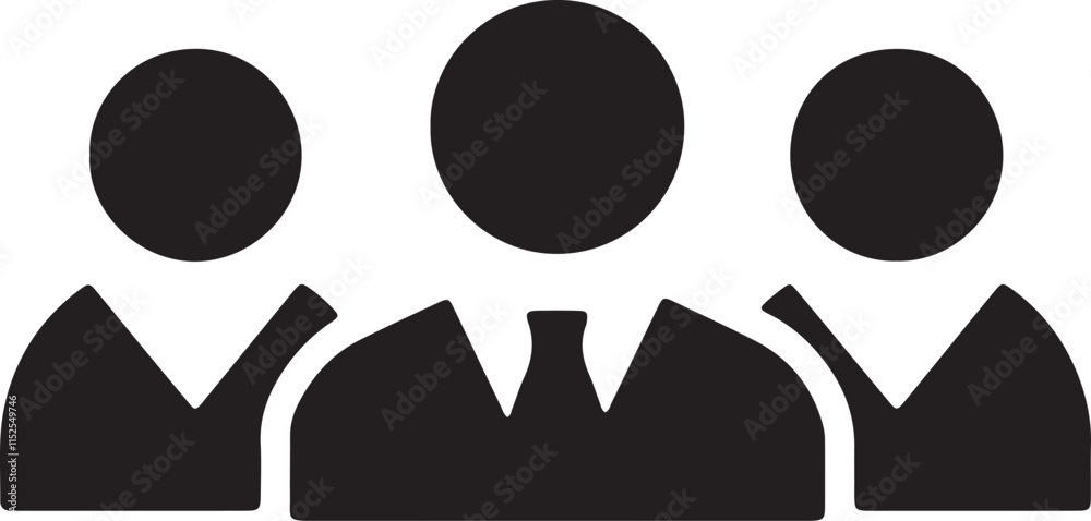 The illustration shows three stick figures wearing ties, standing side by side with a silhouette in the background The illustration shows three stick figures wearing ties, standing side by side with a silhouette in the background