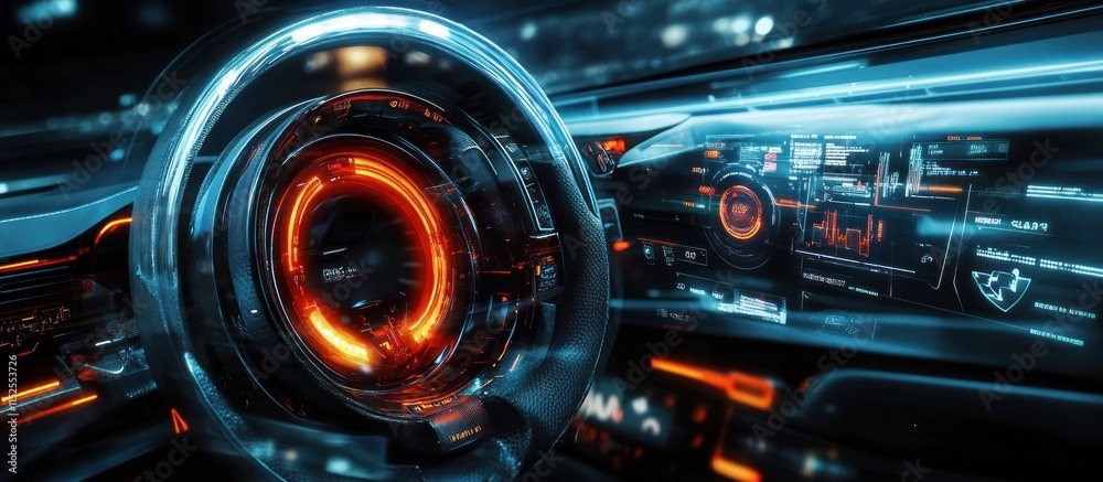 Fototapeta premium A polished stock screen design featuring a dual-mode speedometer, day and night interface themes