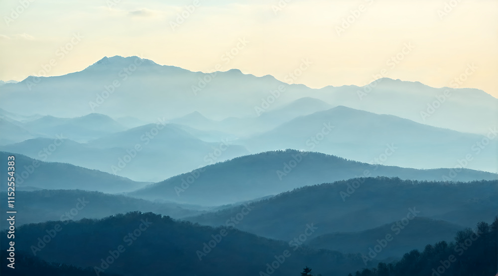 Serene Mountain Wallpaper with Rolling Hills Under a Soft Sky