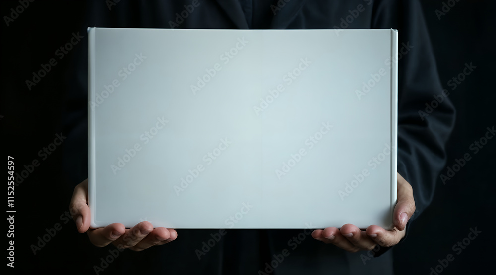 Hands Holding a Blank White Signboard for Message or Custom Text Hands Holding a Blank White Signboard for Message or Custom Text