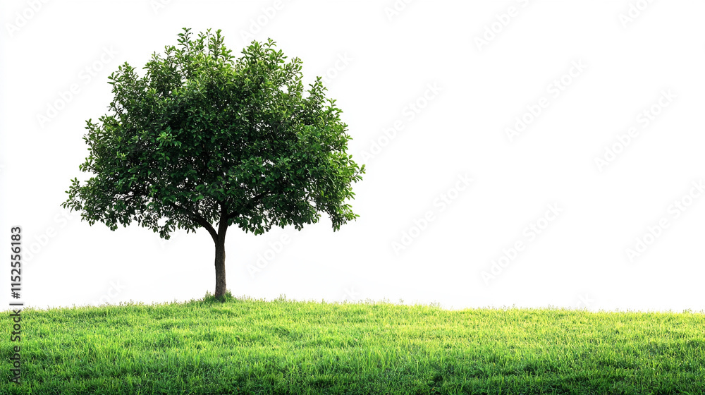 green tree stands isolated on a white background symbolizing purity, growth, and renewal with its vibrant color representing harmony, life, and the natural world green tree stands isolated on a white background symbolizing purity, growth, and renewal with its vibrant color representing harmony, life, and the natural world