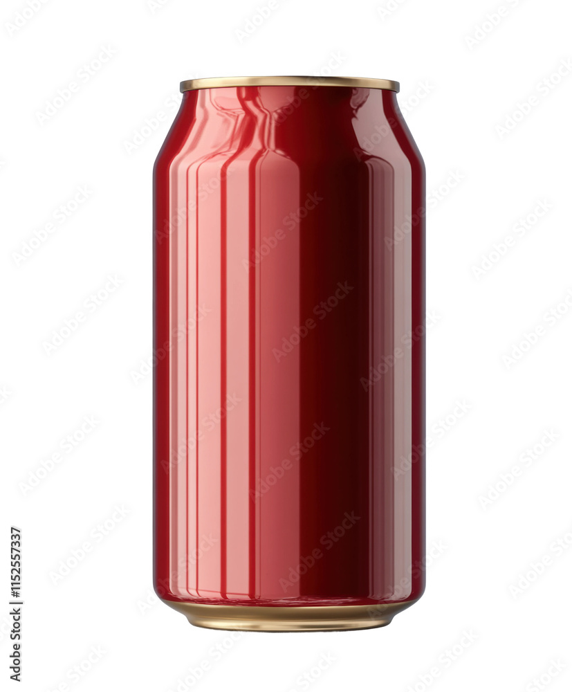 Glossy metallic red soda can design with polished surface and bold appearance, aluminum beverage container for drinks and branding isolated on transparent background Glossy metallic red soda can design with polished surface and bold appearance, aluminum beverage container for drinks and branding isolated on transparent background