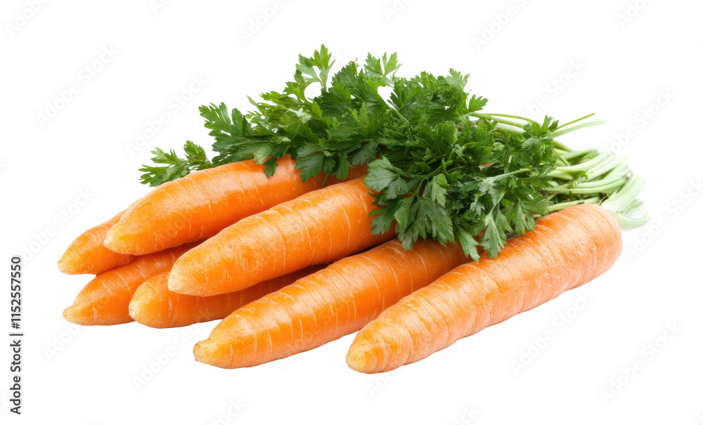 Bunch of fresh orange carrots with leafy green tops, healthy organic vegetable for cooking, salads, or nutrition isolated on transparent background Bunch of fresh orange carrots with leafy green tops, healthy organic vegetable for cooking, salads, or nutrition isolated on transparent background