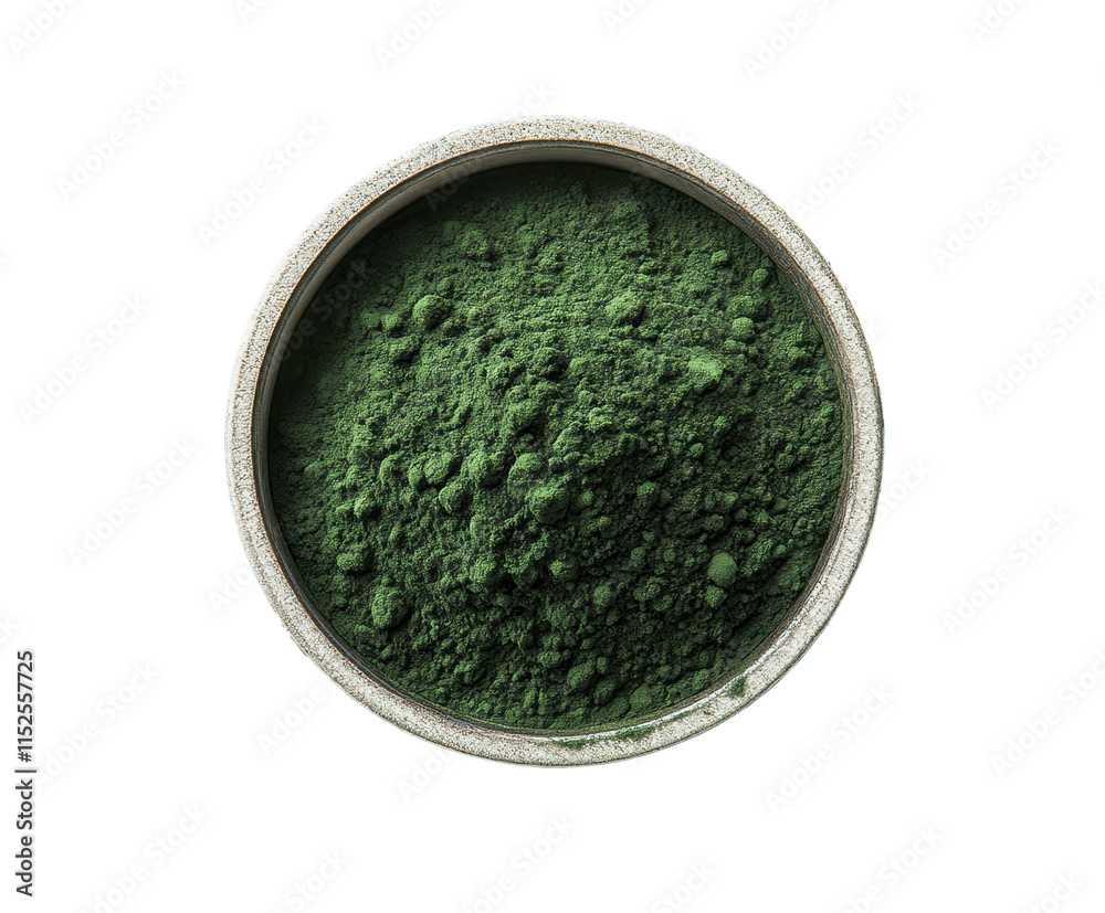 Green spirulina powder in wooden bowl, superfood supplement, nutrient-dense algae, healthy food ingredient, vegan protein source, isolated on transparent background, natural health product Green spirulina powder in wooden bowl, superfood supplement, nutrient-dense algae, healthy food ingredient, vegan protein source, isolated on transparent background, natural health product