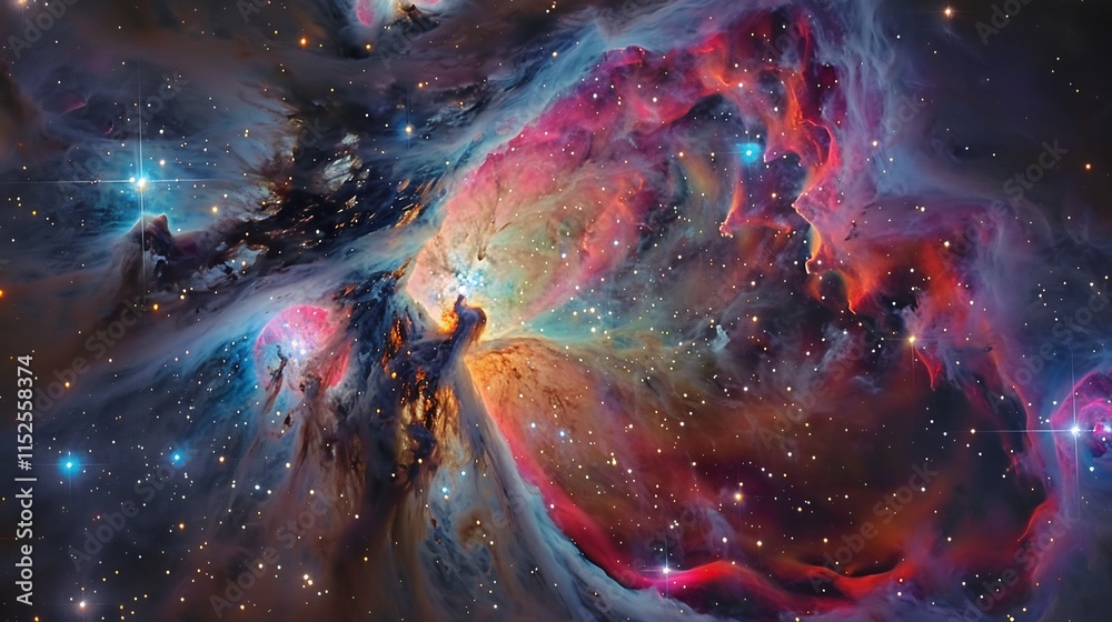 Fototapeta premium Orion Nebula: A Celestial Tapestry of Cosmic Dust and Gas