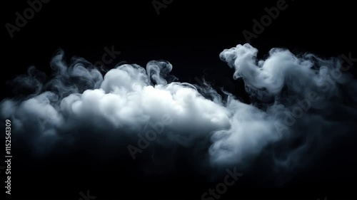 Ethereal Smoke Floating Gracefully on Black Solid Background, Elegant Concept photo