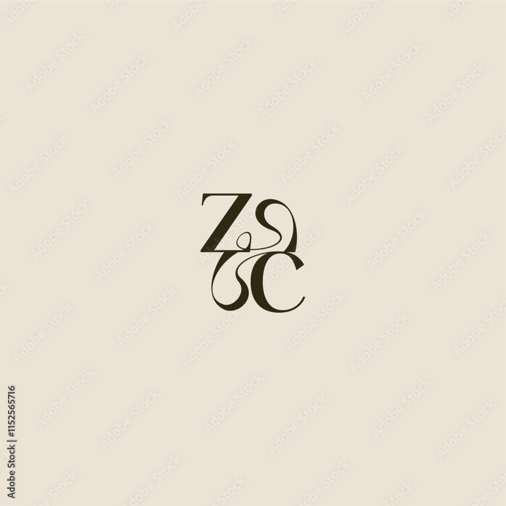 Fototapeta premium ZC letter luxurious concept elegant wedding dynamic line monogram logo