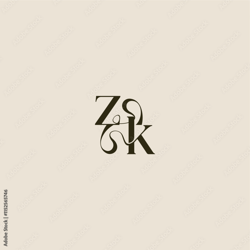 ZK letter luxurious concept elegant wedding dynamic line monogram logo ZK letter luxurious concept elegant wedding dynamic line monogram logo