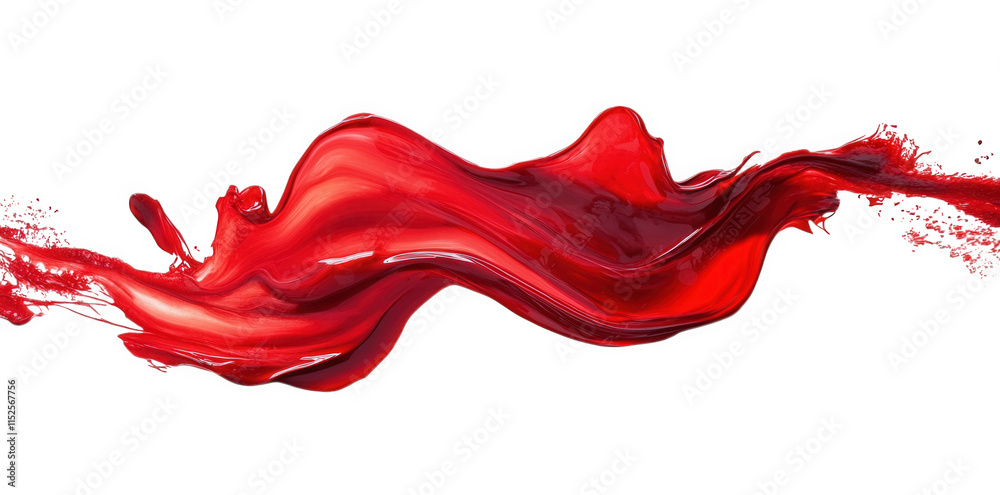abstract red liquid splash isolated on transparent background