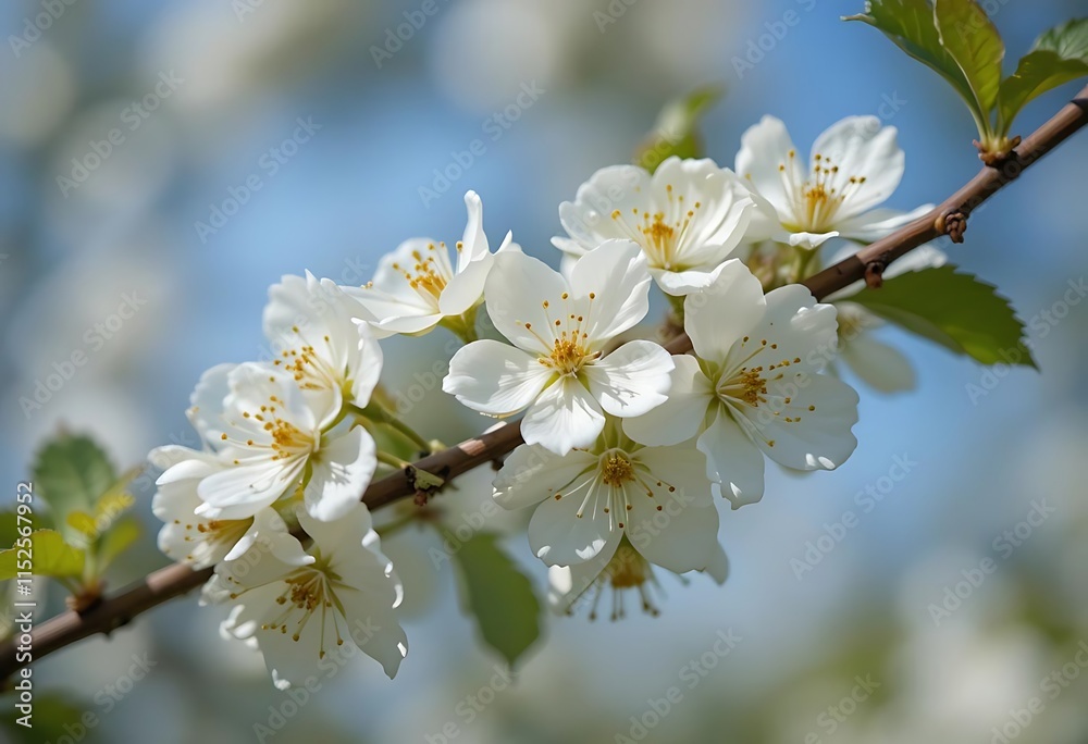 Delicate White Blossoms on a Branch in Spring Delicate White Blossoms on a Branch in Spring
