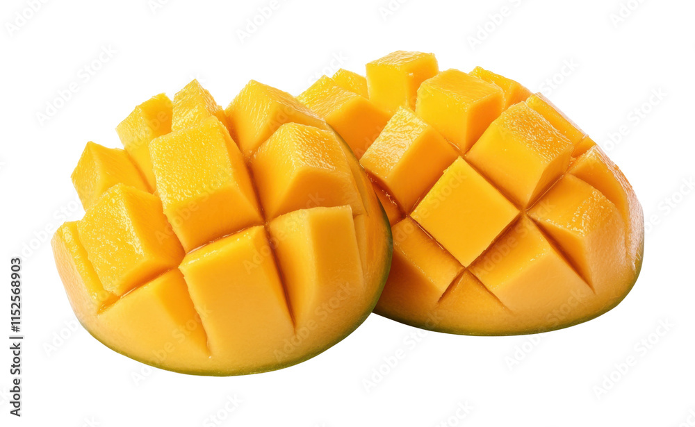 Fresh mangos sliced and arranged for culinary and health inspirations. Isolated on transparent background, png. Fresh mangos sliced and arranged for culinary and health inspirations. Isolated on transparent background, png.