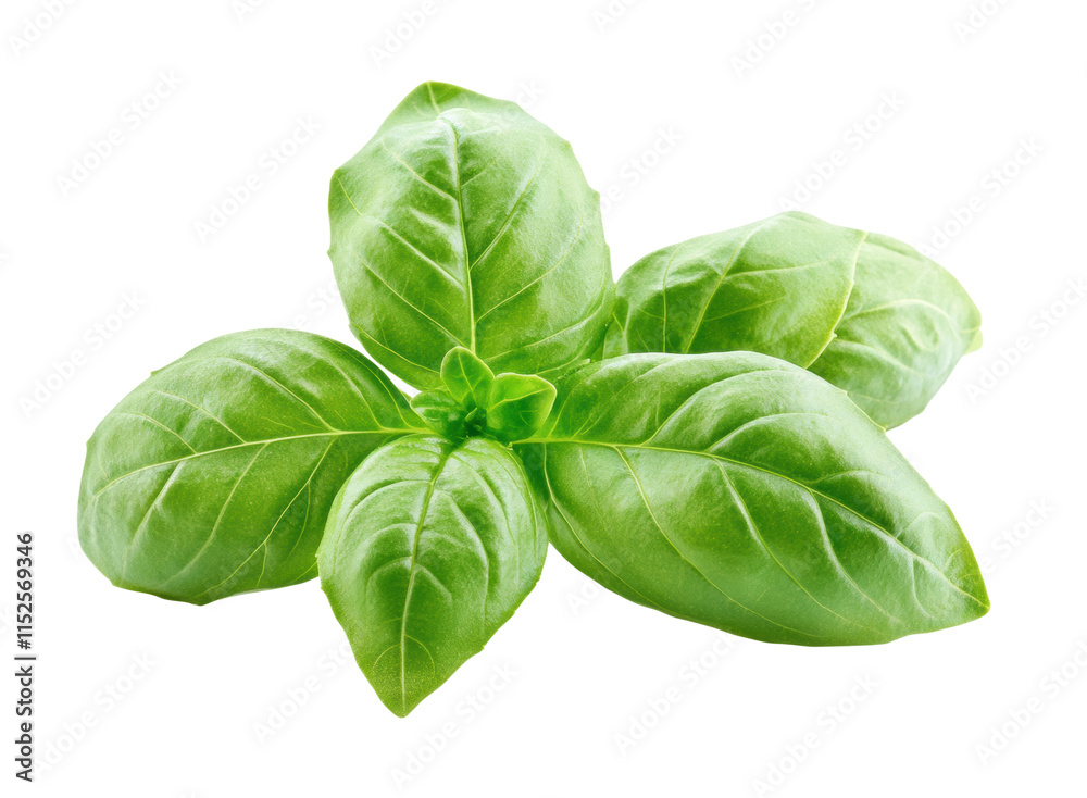 Fresh green basil leaves with vibrant color and texture, perfect for culinary, cooking, or organic food themes isolated on transparent background Fresh green basil leaves with vibrant color and texture, perfect for culinary, cooking, or organic food themes isolated on transparent background