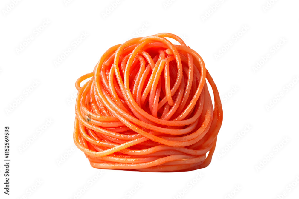 Culinary creation featuring a vibrant mound of colorful spaghetti on a transparent background, showcasing Italian cuisine in a playful presentation Culinary creation featuring a vibrant mound of colorful spaghetti on a transparent background, showcasing Italian cuisine in a playful presentation