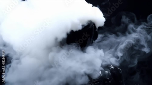 Mystical Wisps of Smoke Hovering Over a Solid Black Backdrop, Abstract Visual Effect photo