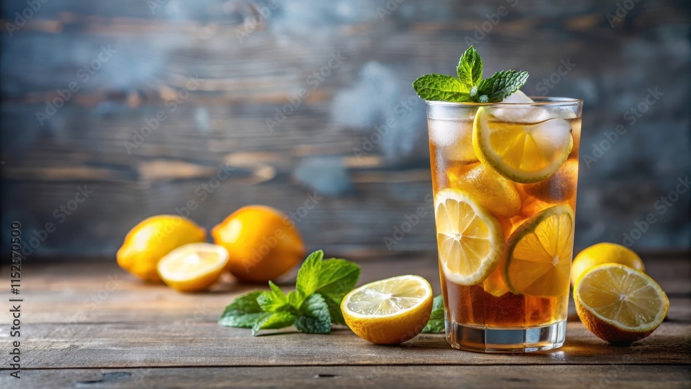 iced tea with lemon and mint, cooling drink, fresh herbs iced tea with lemon and mint, cooling drink, fresh herbs