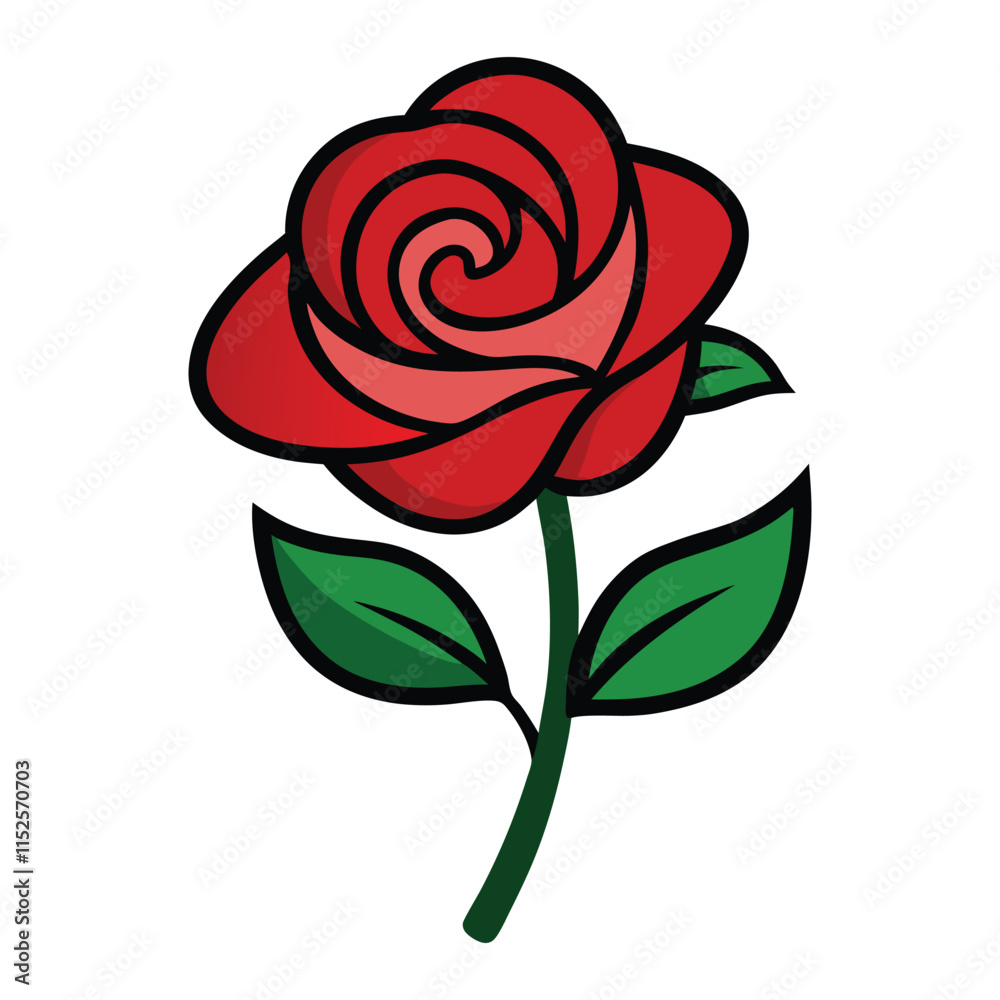 red rose with leaves illustration red rose with leaves illustration