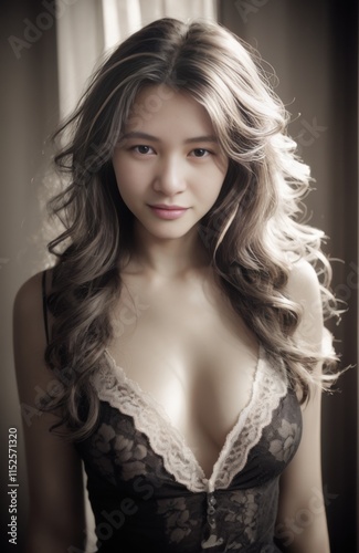 woman in a black dress posing for a picture