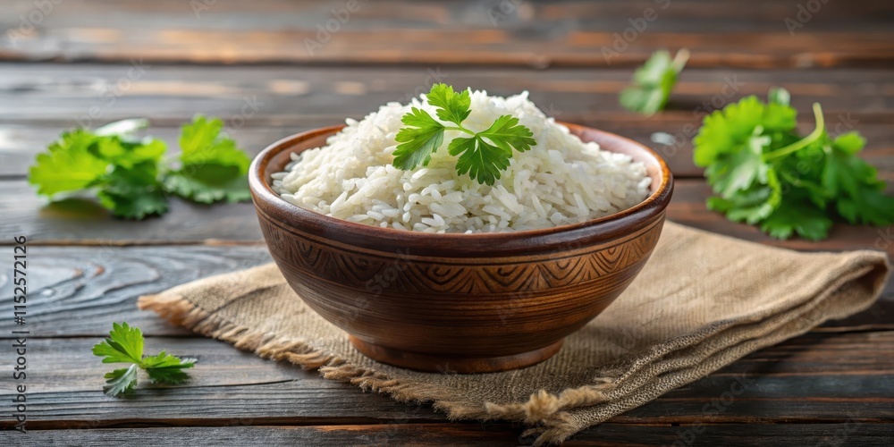 Basmati Rice in a Ceramic Bowl with Fresh Coriander, basmati rice, coriander Basmati Rice in a Ceramic Bowl with Fresh Coriander, basmati rice, coriander