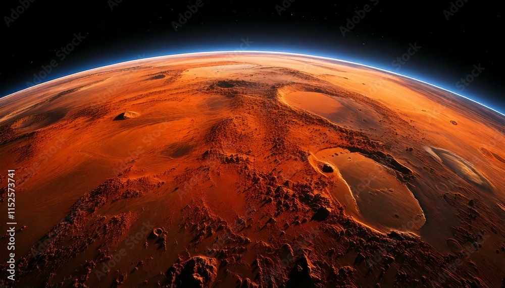 a mars-like planet as seen from orbit