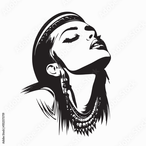 Egypt Queen Cleopatra Vector Illustration on white background.