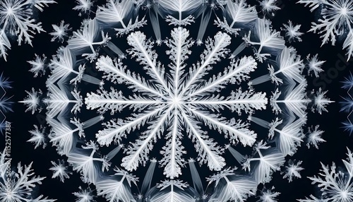 Intricate Snowflake Design Symmetrical Crystal Pattern photo